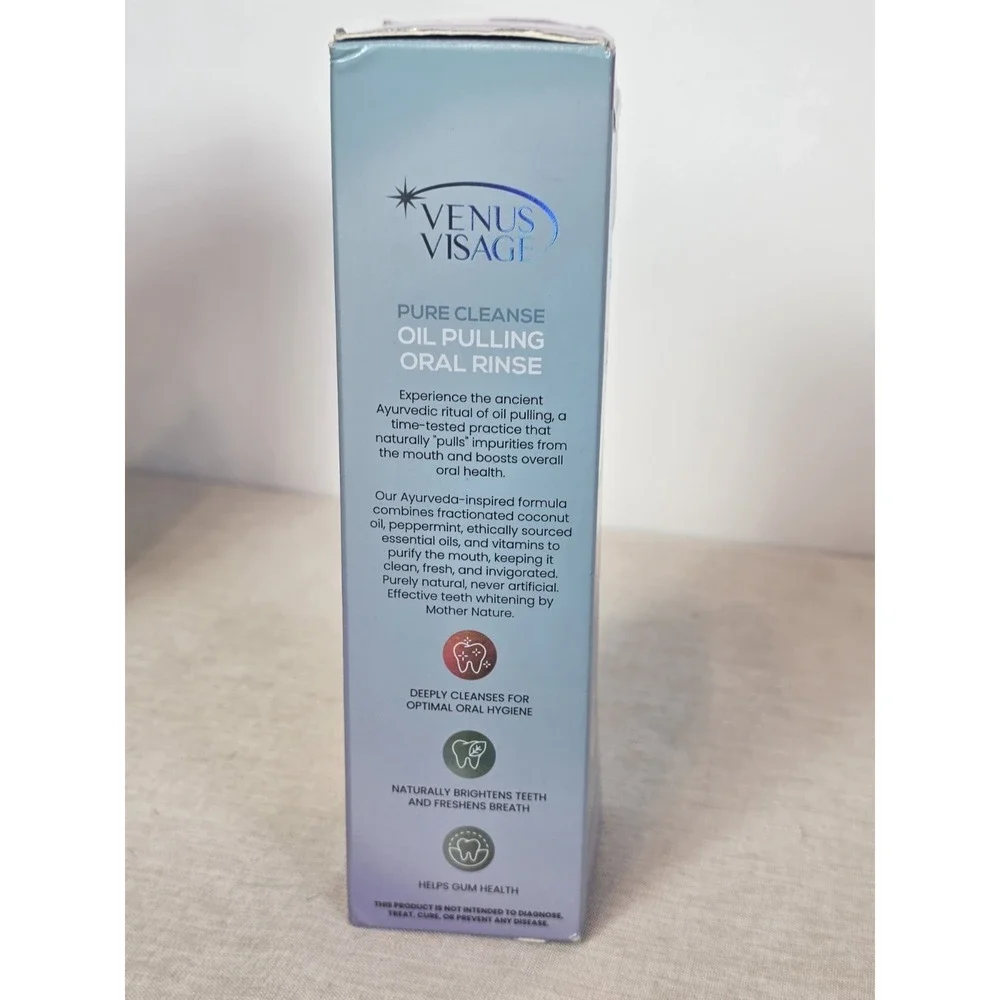 Venus Visage Oil Pulling Oral Rinse Coconut Oil Peppermint Tongue Scraper 8fl‎